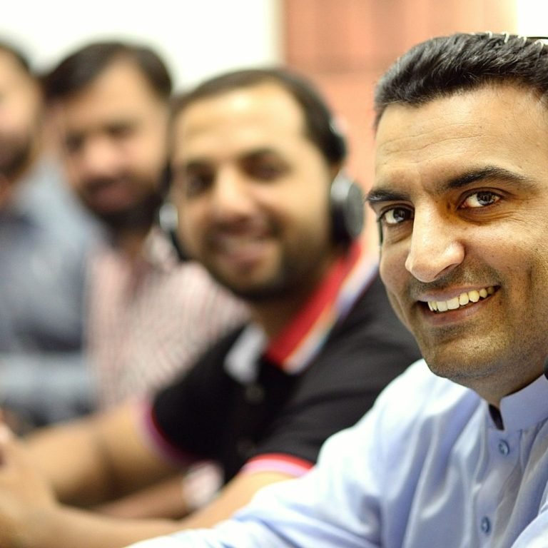 Smiling team members in the office